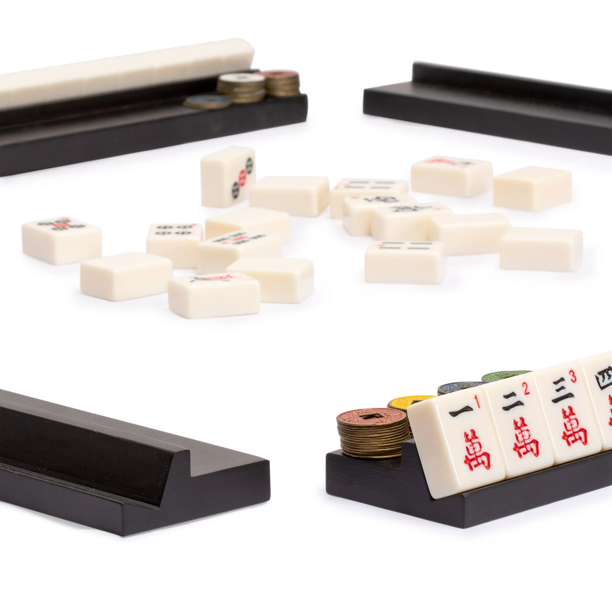 Wooden Mahjong Racks, 18" - Classic Black - Set of 4